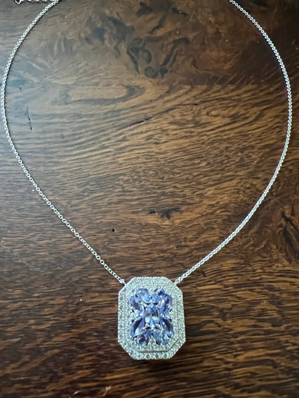 TANZANITE Marquis/Pear/Oval Pendant Necklace Sterling Silver 925 Stamped NWT - Picture 13 of 16